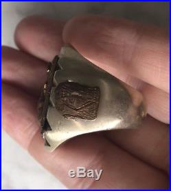 1940's Vintage Mexican Biker Ring Skull Antique Mixed Metal Mexico Mens Size 9