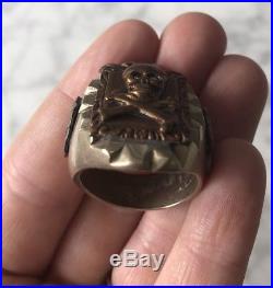 1940's Vintage Mexican Biker Ring Skull Antique Mixed Metal Mexico Mens Size 9