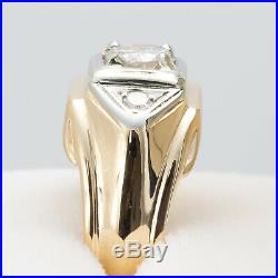 1950s Retro Vintage Man's 14k Gold Diamond Statement / Pinky Ring EGL 0.62tcw