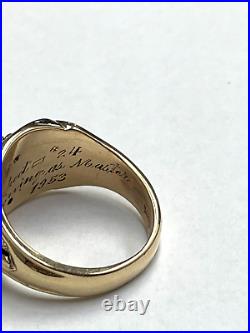 1953 Vintage 14K Yellow Gold Masonic Mason Ring Given to Past Master Size 9.25