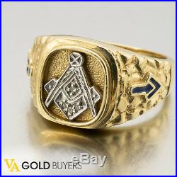 1980s Men's Vintage Estate 10k Yellow Gold Masonic Ring R0258 FREE SHIPPING