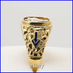1980s Men's Vintage Estate 10k Yellow Gold Masonic Ring R0258 FREE SHIPPING