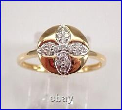 1Ct Round Moissanite NATURAL Cluster Wedding Ring 14K Yellow Gold Plated Silver