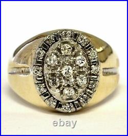 1Ct Simulated Diamond Men's 14k Yellow Gold Over Cluster Vintage Engagement Ring