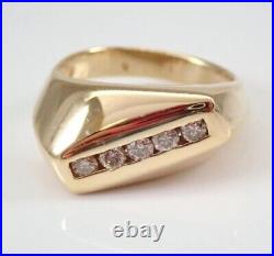 1Ct Vintage Men's Round Real Moissanite Solitaire Ring 14K Yellow Gold Plated