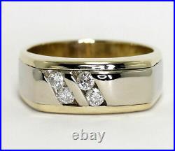 1.00 Ct Round Simulated Diamond Yellow Gold Plated Men's Wedding Band Ring Gift