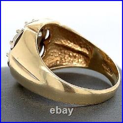 1.05 CTW Men's Diamond Ring 14k Yellow Gold Flower Cluster Estate Vintage