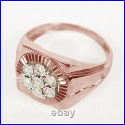 1.20 Ct Round Cut Diamond Pinky Ring Men's Wedding Band 14k Rose Gold Over