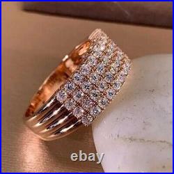 1.20ct Round Cut Real Moissanite Men's Wedding Band Ring 14K Rose Gold Plated