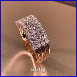 1.20ct Round Cut Real Moissanite Men's Wedding Band Ring 14K Rose Gold Plated