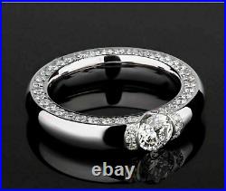 1.24 Ct Lab Created Diamond 14K White Gold Plated Men's Wedding Band Ring