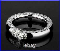 1.24 Ct Lab Created Diamond 14K White Gold Plated Men's Wedding Band Ring