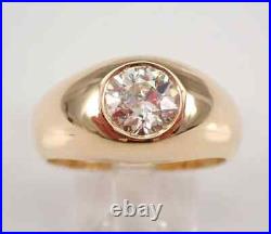 1.30Ct Round Real Moissanite Men's Antique Vintage Ring 14K Two Tone Gold Plated