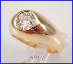 1.30Ct Round Real Moissanite Men's Antique Vintage Ring 14K Two Tone Gold Plated