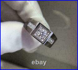 1.35Ct Round Shape Cubic Zirconia Solitaire Men's Engagement Ring 925 Silver