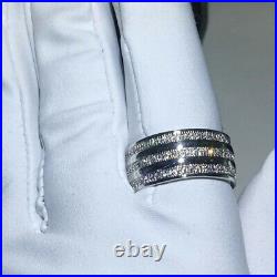 1.45 Ct Round Cut Real Moissanite Men's Engagement Band Ring 925 Sterling Silver