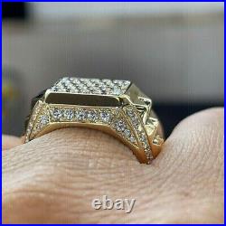 1.64 Ct Round Cut Simulated Diamond Men's Wedding Pinky Ring Yellow Gold Plated