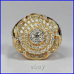 1.71 Ct Round Simulated Diamond Engagement Men's Cluster Ring Yellow Gold Plated