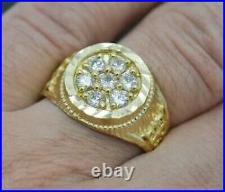 1.80Ct Round Real Moissanite Men's Engagement Ring 14K Yellow Gold Plated Silver