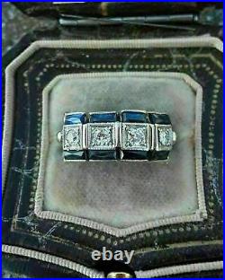 1.95 Ct Simulated Diamond Men's Vintage Engagement Wedding Ring 14K White Gold