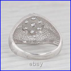 1ctw Diamond Cluster Belcher Settings Ring 14k White Gold Size 10.75 Vintage Men