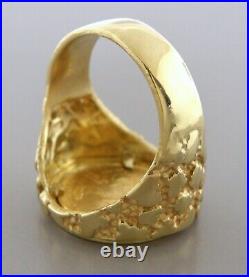 20mm Coin American Eagle Men's Nugget Vintage Ring Heavy 14K Yellow Gold Plated