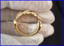 2CT Cubic Zirconia Men's Cuban Link Ring Yellow Gold Plated 925 Sterling Silver