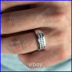 2CT Lab Created Diamond Men's Wedding Band Ring 14K White Gold Plated