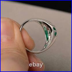 2CT Lab Created Green Emerald Men's Band Engagement Ring 14k White Gold Plated