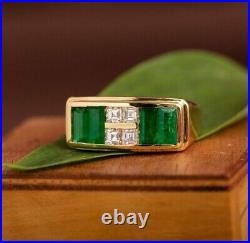 2Ct Asscher Cut Lab Created Diamond Men's Engagement Ring 14k Yellow Gold Plated