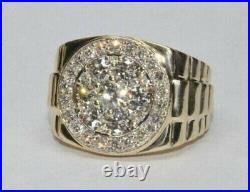 2Ct Lab Created Diamond 14K Yellow Gold Plated Men's Cluster Engagement Ring