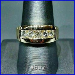2Ct Lab Created Diamond 14K Yellow Gold Plated Silver Men's Wedding Band Ring