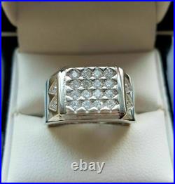 2Ct Lab Created Diamond Men's Engagement Band Ring 14K White Gold Plated Silver