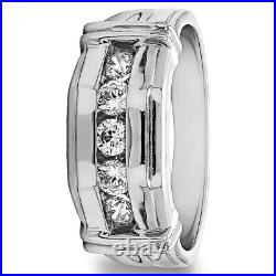 2Ct Lab Created Diamond Men's Engagement Ring 14K White Gold Plated Silver