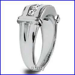 2Ct Lab Created Diamond Men's Engagement Ring 14K White Gold Plated Silver