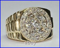 2Ct Lab Created Diamond Men's Engagement Ring 14K Yellow Gold Plated Silver