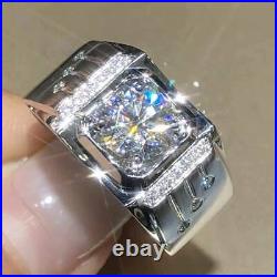 2Ct Lab Created Diamond Men's Engagement Wedding Band Ring 14K White Gold Plated