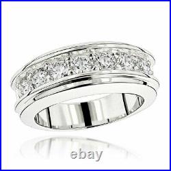 2Ct Lab Created Diamond Men's Wedding Band Ring 14K White Gold Plated Silver