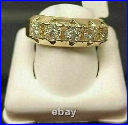 2Ct Lab-Created Diamond Men's Wedding Band Ring 14K Yellow Gold Plated Silver