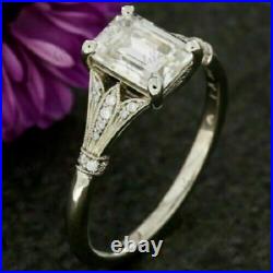 2Ct Lab Created Diamond Vintage Engagement Ring 925 Silver 14K Gold Plated