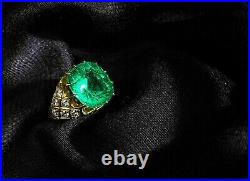 2Ct Lab Created Emerald Men's Engagement Wedding Ring 14k Yellow Gold Plated
