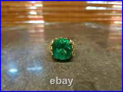 2Ct Lab Created Green Emerald Men's Engagement Ring 14k Yellow Gold Plated