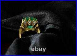 2Ct Lab Created Green Emerald Men's Engagement Ring 14k Yellow Gold Plated