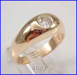 2Ct Lab Created Men's Gypsy Ring Solitaire Engagement Ring14K Yellow Gold Plated