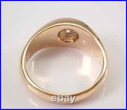 2Ct Lab Created Men's Gypsy Ring Solitaire Engagement Ring14K Yellow Gold Plated