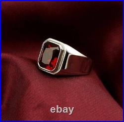 2Ct Lab Created Red Garnet Solitaire Engagement Ring 14K White Gold Plated