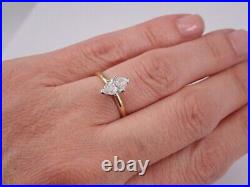 2Ct Marquise Real Moissanite Solitaire Engagement Ring 14k Yellow Gold Plated