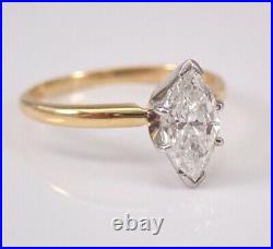 2Ct Marquise Real Moissanite Solitaire Engagement Ring 14k Yellow Gold Plated