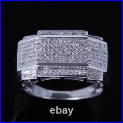 2Ct Pave Cut Simulated Diamond Men's Wedding Band Ring 14K White Gold Over