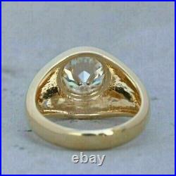 2Ct Real Moissanite Bezel Set Men's Engagement Ring 14K Yellow Gold PlatedSilver